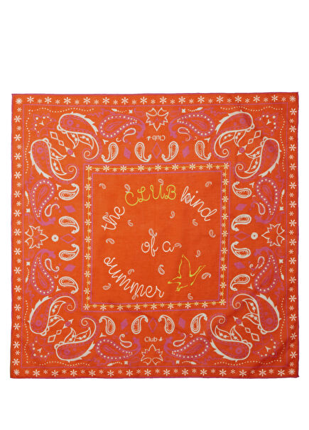 Orange Patterned Women's Cotton Bandana