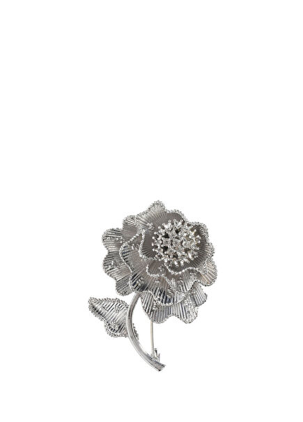 Silver Ortası Taşlı Kadın Broş