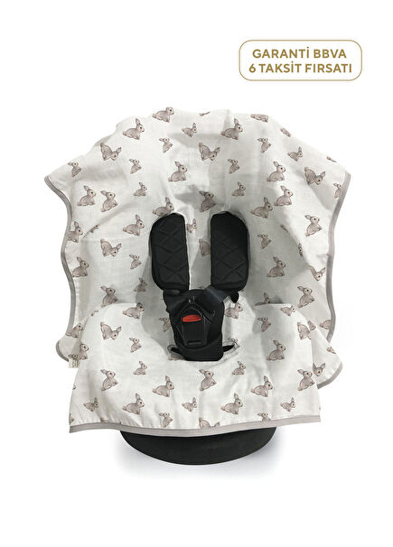 %100 Pamuk Müslin Puset Iconıque Lapin Oto Koltuk Örtüsü