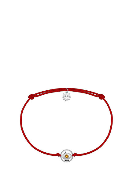 Kırmızı Kaplan Göz 925 Ayar Gümüş Unisex İp Bileklik