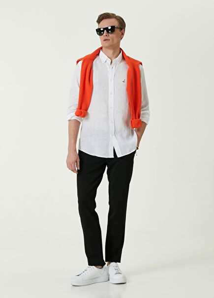 Black Grosgrain Detailed Sports Trousers with Drawstring Waist