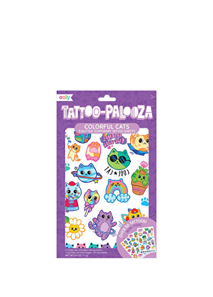 Colorful Cats Tattoo Palooza Temporary Tattoo Set