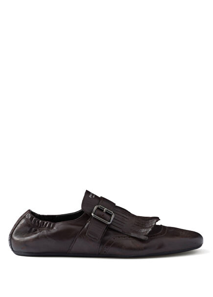 Shuffle Fringed Monk Strap Brown Men's Shoes