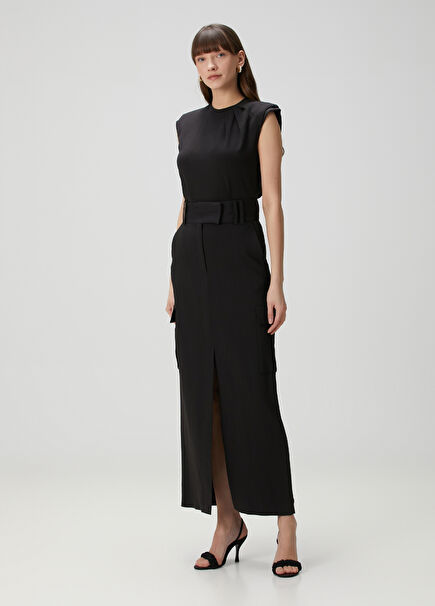 Sybille Black Maxi Pencil Skirt