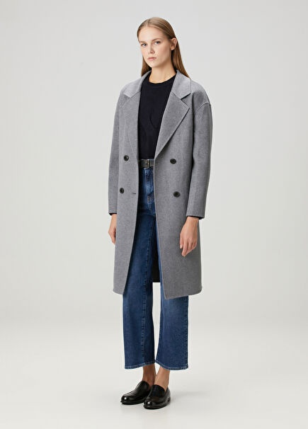 Kaku Grey Double Breasted Cashmere Coat