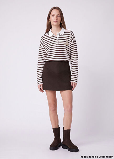 Brown Mini Wool Skirt