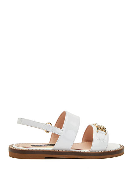 White Girls Leather Sandals