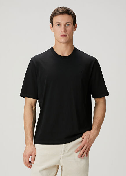 Siyah Logo Nakışlı T-shirt
