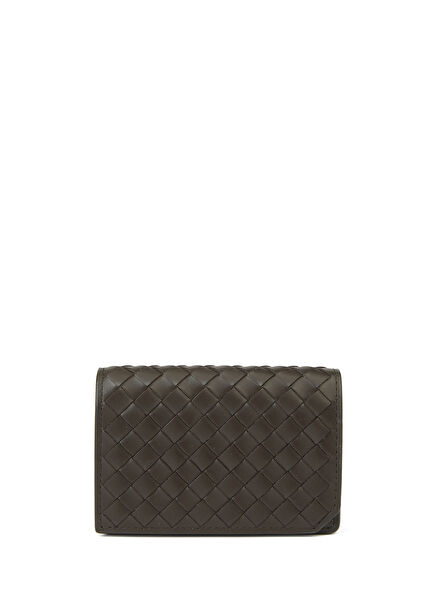 Intrecciato Brown Men's Leather Card Case