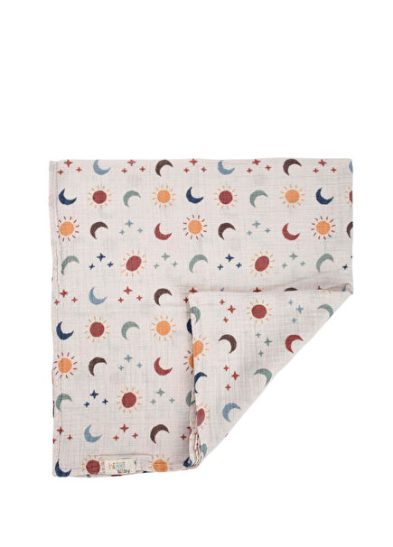Galaksi Desenli Çift Kat Müslin Bebek Çocuk Yatak Örtüsü