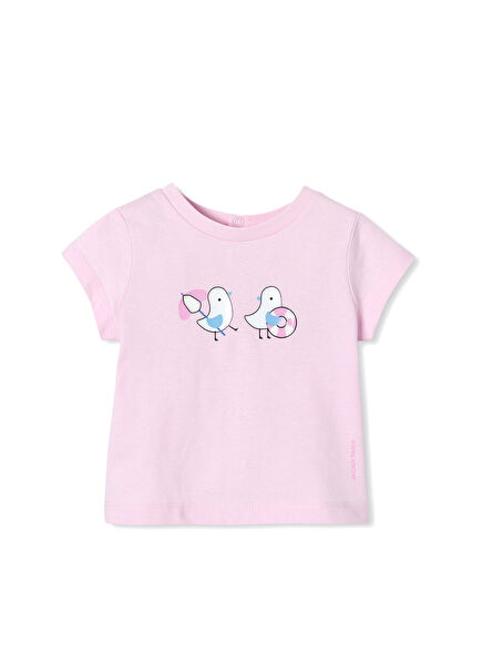Pembe Kısa Kollu Kız Bebek T-shirt