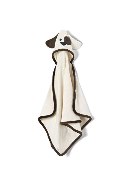 Animal Dog Ivory Pamuk Kapüşonlu Unisex Çocuk Banyo Havlusu 70 x 140 cm