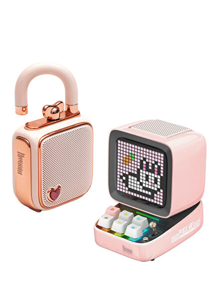 Ditoo Pro Pembe Bluetooth Hoparlör ve Ses Kayıt Özellikli LoveLock Hediye Seti
