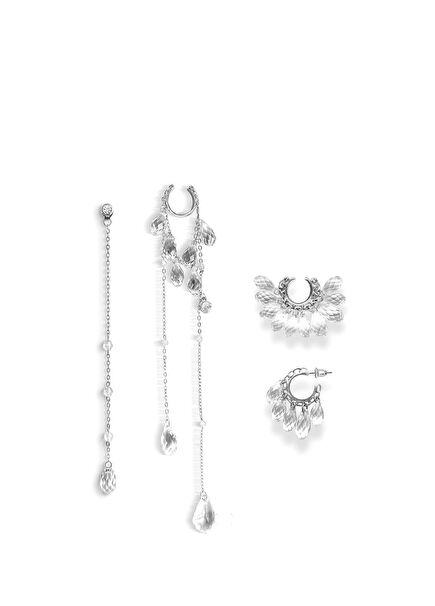 Naked Crystals Silver 925 Ayar Gümüş Kadın Küpe Seti 