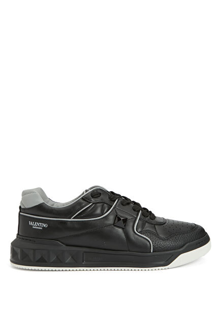 One Stud Black Men's Leather Sneakers