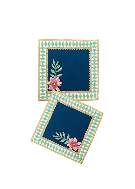 Green Checkered Dore 2-Pack Cocktail Napkin