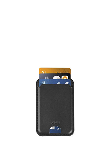 MW-003 Magsafe Compatible Stand Black Leather Wallet