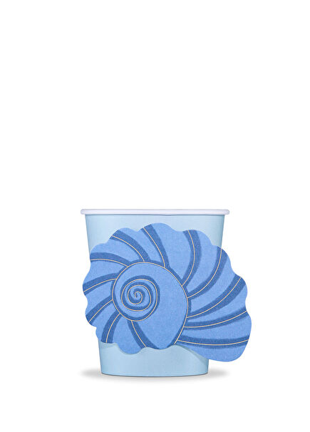 Deniz Kabuğu Figürlü 8'li Kağıt Parti Bardağı