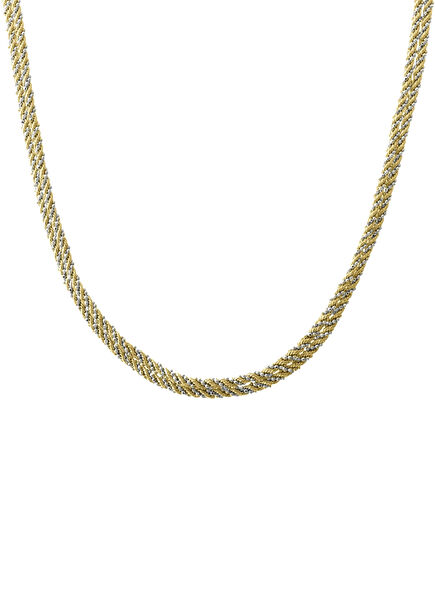 Double Color Double Twist Chain 14K Gold Women Necklace