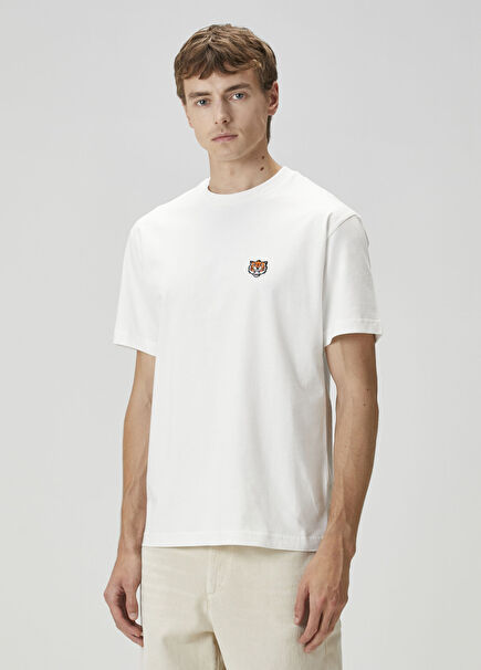 Kırık Beyaz Logo Detaylı T-shirt