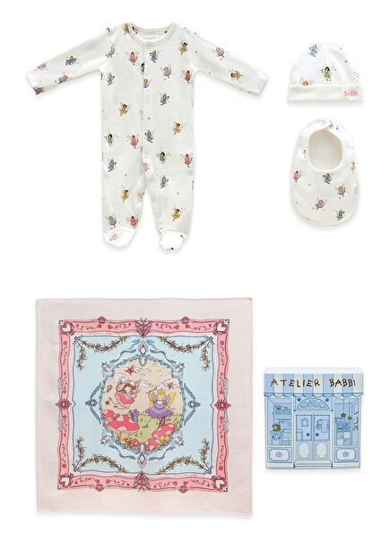 Masal Çok Renkli Kız Bebek 4lü Yenidoğan Seti