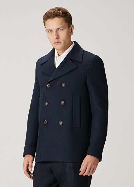 Lacivert Kruvaze Palto