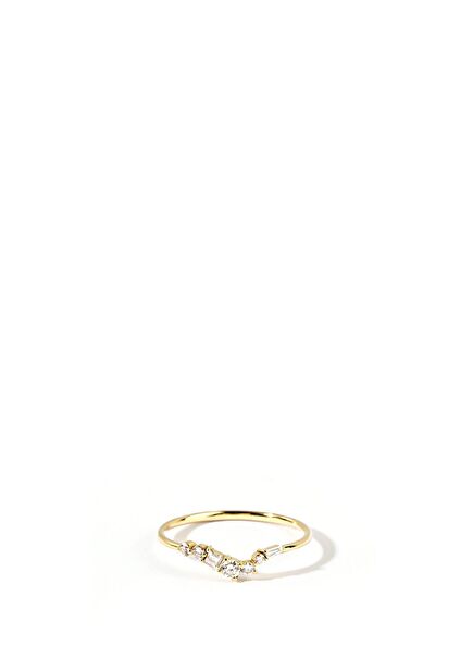 Asymmetry Pleasure Diamond Ring 14 Ayar Yellow Gold Kadın Altın Yüzük