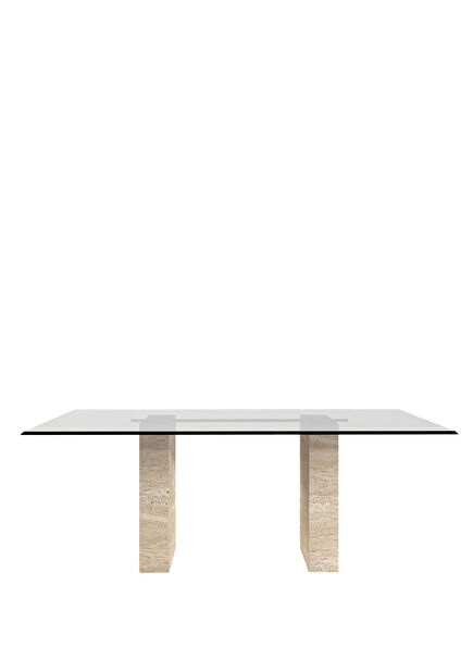 Verona Beige Travertine Dining Table
