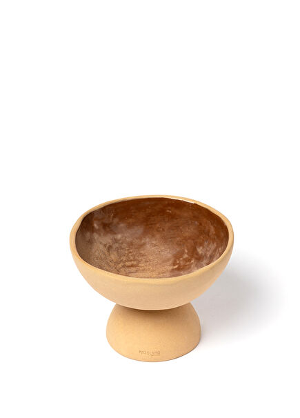 Mocha Stoneware Ayaklı Çukur Servis Kasesi 17 cm