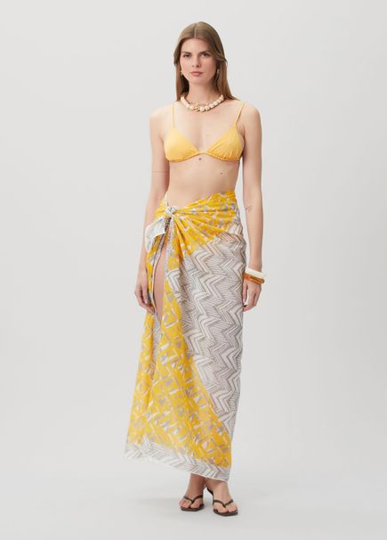 Grey Yellow Patterned Pareo