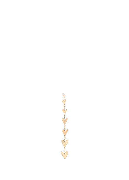 Solitaire And Heart Women's Gold Dangle Earrings