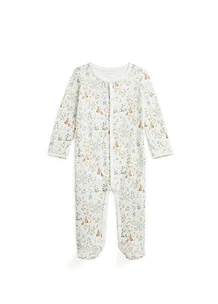 Cream Printed Baby Boy Jumpsuit