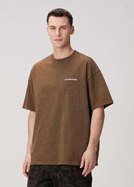 Kahverengi Logo Baskılı T-shirt
