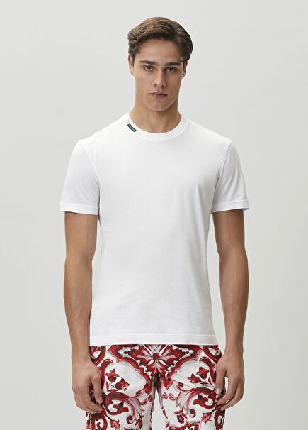 White Collar Logo Detail T-Shirt