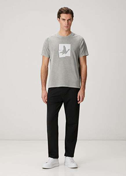 Siyah Beli Kordonlu Interlock Eşofman Altı