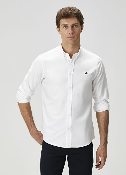 Regular Fit Beyaz Oxford Gömlek
