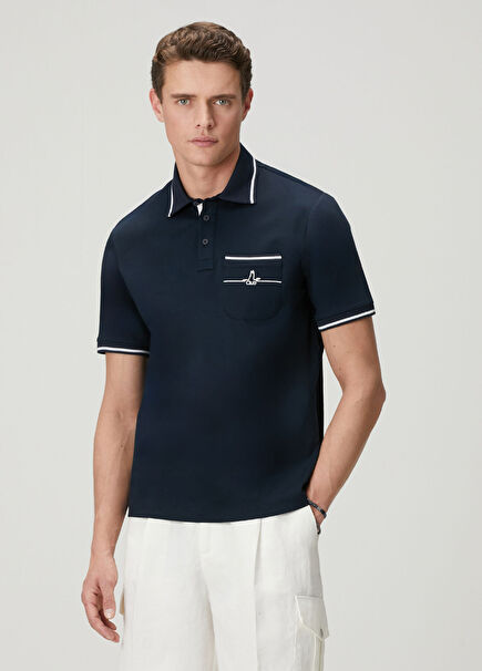 Comfort Fit Navy Blue Polo T-Shirt