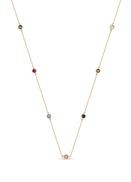Renkli Taşlı 14 Ayar Altın Kadın Kolye