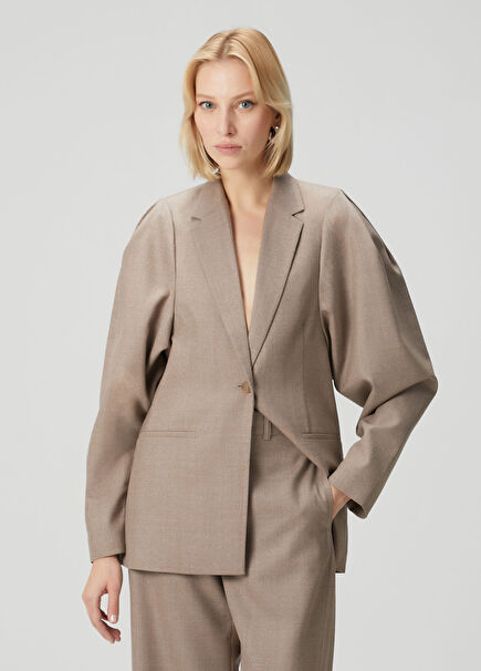 Dark Beige Wool Blazer