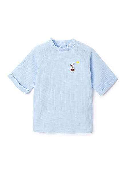 Mavi Unisex Çocuk Müslin T-shirt