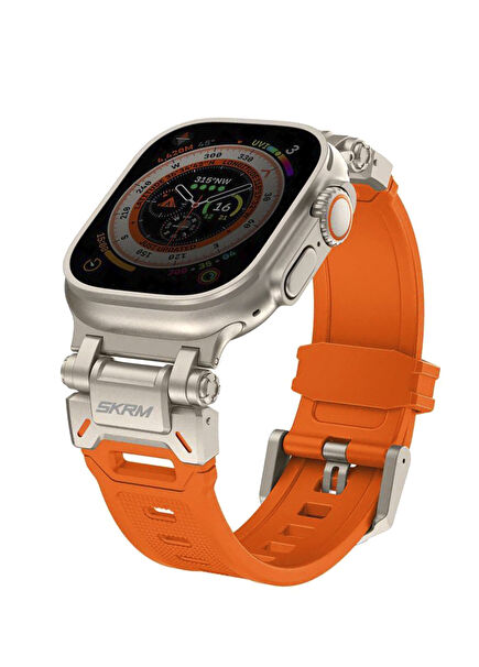 Apple Watch Compatible 44/45/46/49mm Orange SkinArma Titon Steel Band