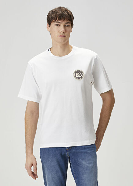 Beyaz Logo Patchli T-shirt