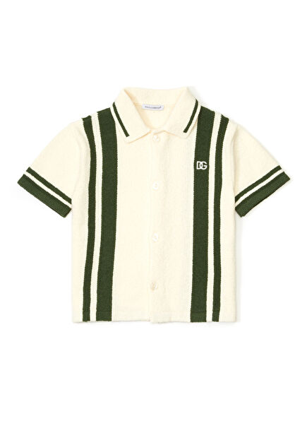 White Green Striped Boys' Knit T-shirt