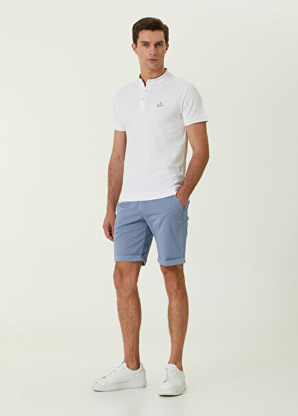 Slim Fit Buz Twill Şort