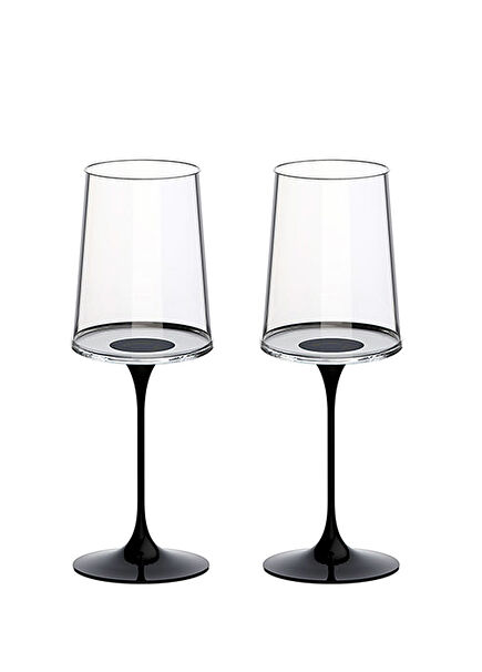 Split Glass Black Set of 2 White Wine Glasses