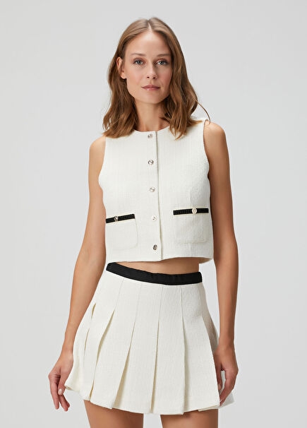 Litana Ekru Tweed Bluz