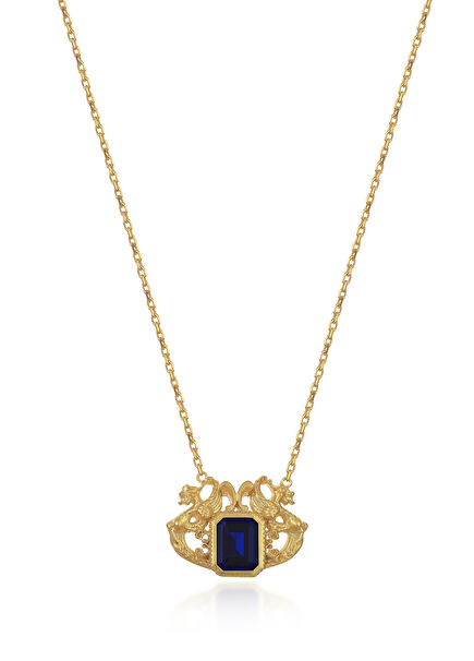 Lancelot Blue 18K Gold Plated Silver Women's Necklace