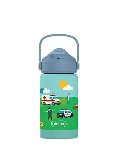 FlipSip Rescue Crew Blue Green Steel Children's Thermos Drinker 360 ml
