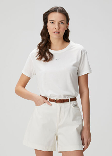 Marta Beyaz Logo Detaylı T-shirt