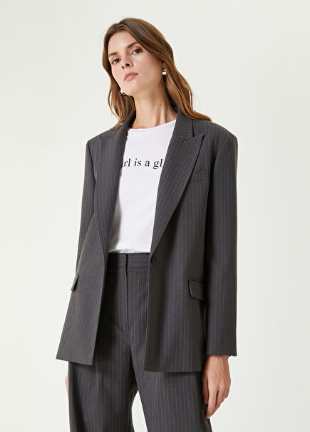 Dark Grey Striped Jacket